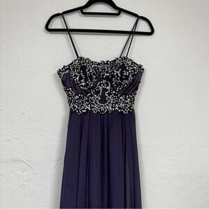 Narianna Purple Sequined Gown Womens XS Formal Bridesmaid Prom High Slit Dress